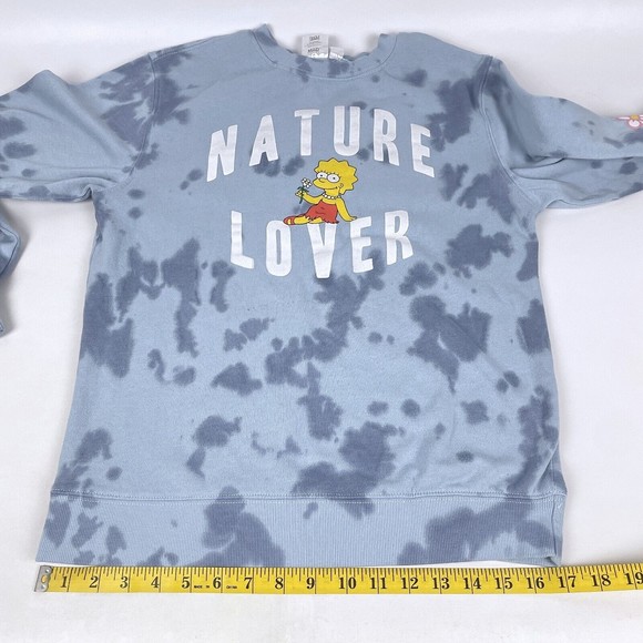 Mad Engine Women's Size XS Lisa Simpson NATURE LOVER Blue Tie Dye Sweatshirt - Picture 12 of 14